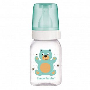 Бутылочка для кормления Canpol babies HAPPY ANIMALS с узким горлышком 120 мл., 0+ мес. (11/851) turquoise