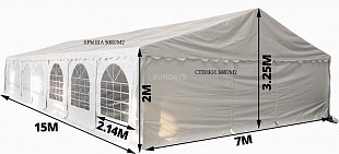 Тент-шатер Sundays P715201W 7x15м прозрачным фронтоном white