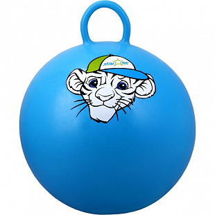 Мяч-попрыгун, для фитнеса (фитбол) Starfit Тигренок с ручкой GB-402 55 см blue