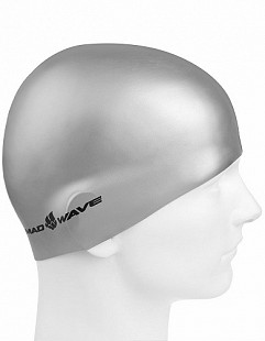 Шапочка для бассейна (плавания) взрослая Mad Wave Metal Silicone Solid silver