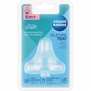 Соска Canpol babies Силиконовая Круглая для бутылочки с широким горлышком Средний поток 6-12 мес 21/721