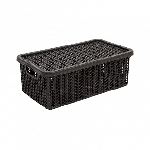 Ящик для хранения с крышкой Idea Вязание 95x150x270мм black М2369