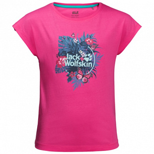 Футболка детская Jack Wolfskin Tropical T Girls pink peony