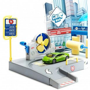 Игровой набор Bburago Street Fire Автомойка с машинкой (18-30406) green