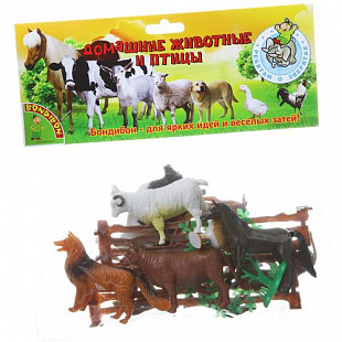 Набор животных Bondibon из серии "Ребятам о Зверятах", домашние животные и птицы ВВ1630 (15 шт)
