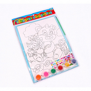 Раскраска со стразами Рыжий Кот Мишка с цветами Р-8802