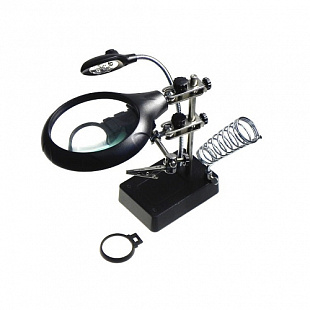 Держатель Rexant третья рука с лупой подставкой под паяльник и LED подсветкой ZD-126-3 12-0250