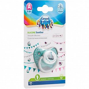 Пустышка анатомическая силиконовая Canpol babies Let’s Celebrate 0-6 мес. (23/279_blu) blue