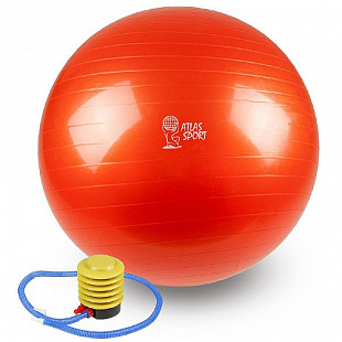 Мяч гимнастический с ручным насосом Atlas Sport 75 см антивзрыв orange