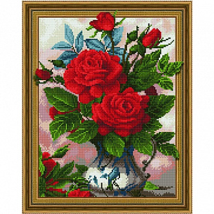 Алмазная вышивка 5D Picasso Красные розы в вазе 5PD4050018