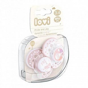 Пустышка силиконовая LOVI Pride&Joy симметричной формы, динамическая, 3-6 мес., 2 шт. (22/845girl)