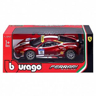 Коллекционная машина Bburago 1:24 Racing Ferrari 488 (18-26308) red