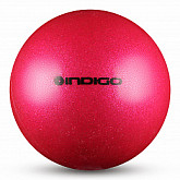 Мяч для художественной гимнастики Indigo металлик 400 г IN118 19 см с блестками pink