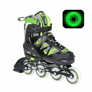 Раздвижные роликовые коньки RGX Mobilis Green (светящиеся колеса)
