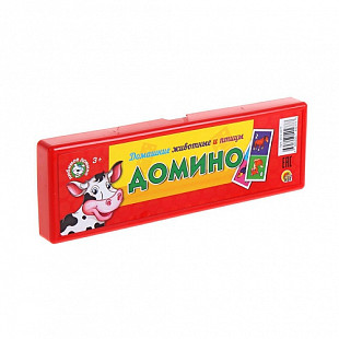 Домино пластиковое в пластиковом футляре Домашние животные и птицы ИН-0277