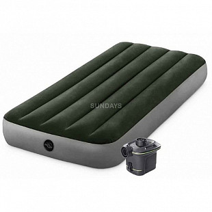 Надувной матрас Intex Prestige Downy Airbed 64777 Fiber-Tech 99x191x25 + эл.насос