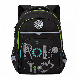 Рюкзак школьный GRIZZLY RB-157-1	 /2 black/light green