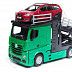 Автовоз Bburago Mercedes Benz Actros + машинка Bburago Ford Focus Combi (18-31456/18-31459) green