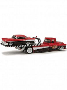 Эвакуатор игрушечный и машинка Maisto 1957 Chevrolet Flatbed & 1957 Chevrolet Bel Air (15055)