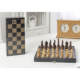 Шахматы походные деревянные с дорожной деревянной черной доской 184-18