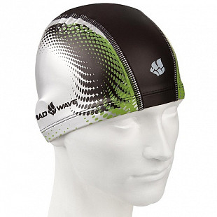 Шапочка для бассейна (плавания) взрослая Mad Wave PU Coated Dots gray