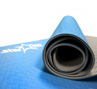 Гимнастический коврик для йоги, фитнеса Starfit FM-201 TPE blue/grey (173x61x0,5)