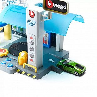 Игровой набор Bburago Street Fire Автомойка с машинкой (18-30406) green