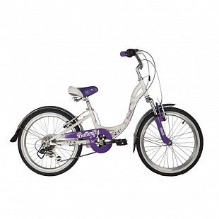 Велосипед Novatrack 20" Butterfly (2020) сталь white/purple