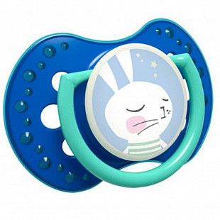 Пустышка силиконовая 0-3 мес. симметричной формы, динамическая LOVI Follow the Rabbit (22/858boy) 2 шт.