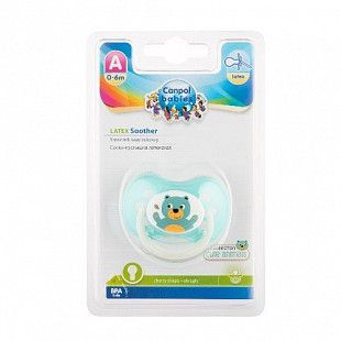 Пустышка Canpol babies Cute Animals Латексная Круглая 0-6 мес. (22/593) turquoise