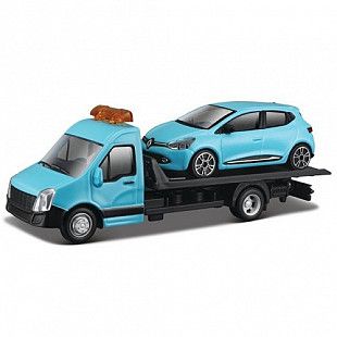 Модель автомобиля Bburago Street Fire Эвакуатор и Альфа Ромео Мито 18-31400 black/light blue