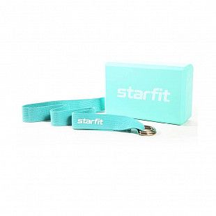 Блок и ремень для йоги Starfit YB-205 mint