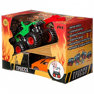 Инерционная машина YAKO с катапультой с трамплином и "огненным" кольцом В84874 green