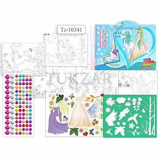 Альбом для рисования Tukzar с наклейками и трафаретами "Принцесса" TZ 10341