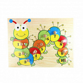 Деревянная рамка-вкладыш Рыжий Кот Считаем с весёлой гусеницей П-1030