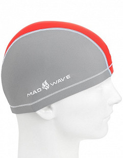 Шапочка для бассейна (плавания) взрослая Mad Wave Lycra Doutone gray/red