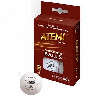 Мячи для настольного тенниса Atemi 1* (6шт) white