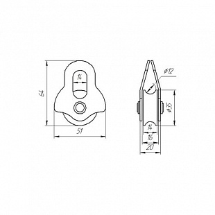 Блок-ролик Krok Копейка разъемный 3201_44.61