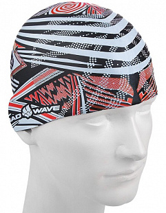 Шапочка для бассейна (плавания) взрослая Mad Wave Silicone Printed Stripes red