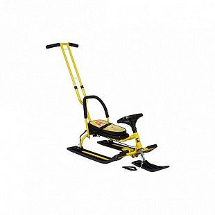 Снегокат Барс Control Animals Smile 105 с Т-образным толкателем, спинкой и управляемой передней лыжей red