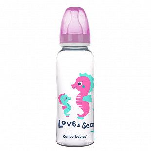 Бутылочка для кормления Canpol babies LOVE&SEA с узким горлышком 250 мл., 12+ мес. (59/400) pink