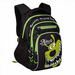 Рюкзак школьный GRIZZLY RB-050-4 /2 black/light green