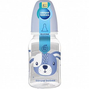 Бутылочка для кормления Canpol babies HAPPY ANIMALS с узким горлышком 120 мл., 0+ мес. (11/851) blue new