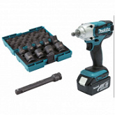 Аккумуляторный ударный гайковерт Makita DTW 190 JX3 + набор головок DTW190JX3