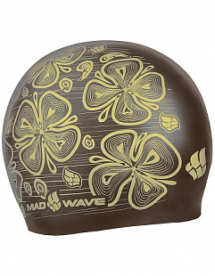 Шапочка для бассейна (плавания) взрослая Mad Wave Reverse Flora blue/brown