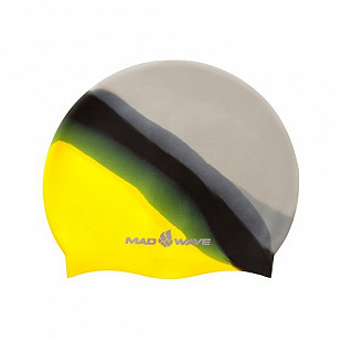 Шапочка для бассейна (плавания) взрослая Mad Wave Multi Adult Big yellow/black/gray