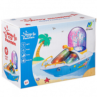 Игрушка пластмассовая на батарейках пароход с 3D фонтаном ND088
