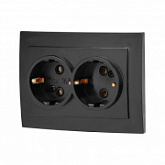 Розетка Юпитер 2-ая Стандарт RS 16-238 Ч с заземлением black JP7423-03