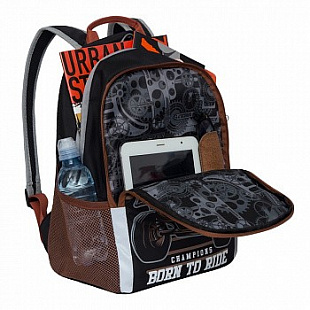 Рюкзак школьный GRIZZLY RB-051-1 /5 black/terracotta