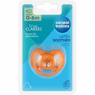 Пустышка Canpol babies Cute Animals Латексная Круглая 0-6 мес. (22/593_new) orange